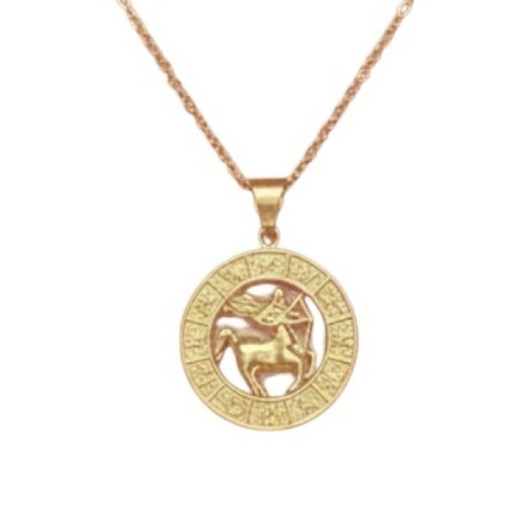 NWT Gold Zodiac Sagittarius Pendant Necklace 16 inch - Picture 6 of 6